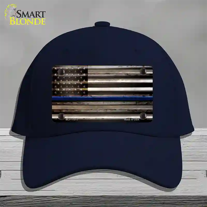 Thin Blue Line American Flag Novelty License Plate Hat Cotton / Navy