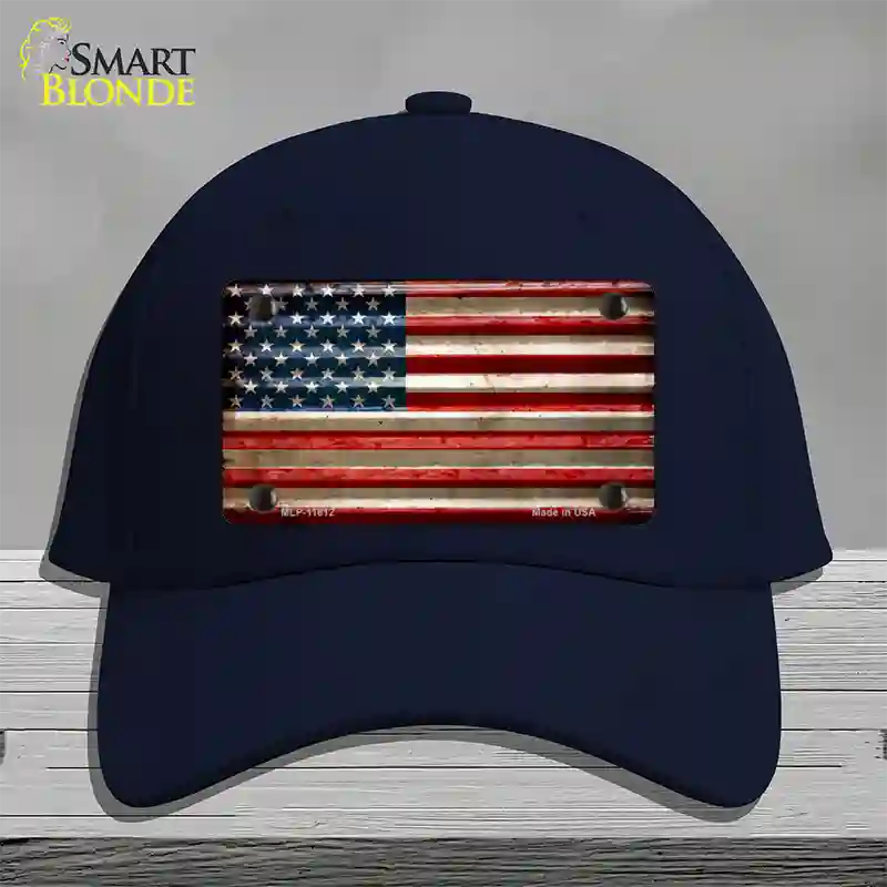 American Flag Corrugated Novelty License Plate Hat Cotton / Navy