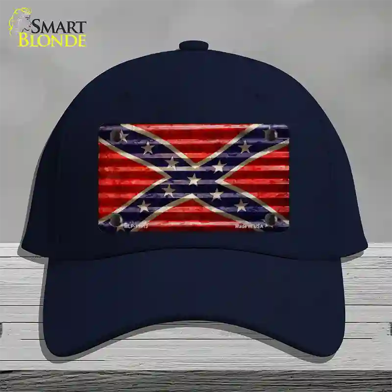 Confederate Flag Corrugated Novelty License Plate Hat Cotton / Navy