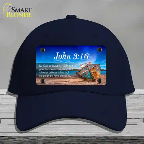 John 3 16 Beach Novelty License Plate Hat Cotton / Navy