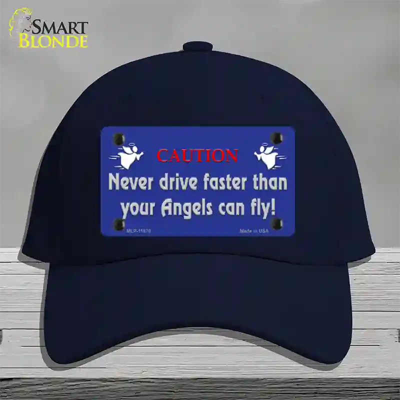 Never Drive Faster Than Angels Novelty License Plate Hat Cotton / Navy