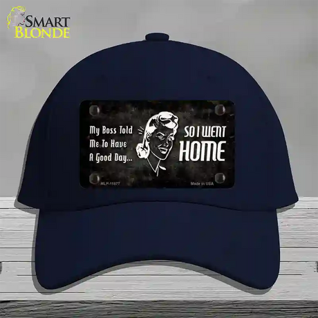 So I Went Home Novelty License Plate Hat Cotton / Navy