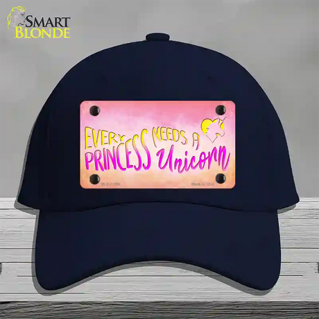 Princess and Unicorn Novelty License Plate Hat Cotton / Navy