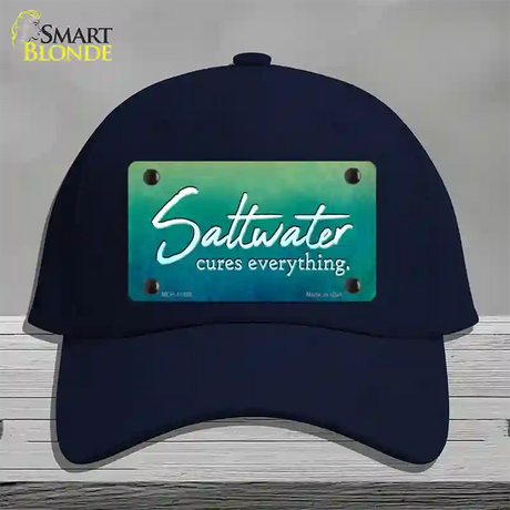 Saltwater Cures Everything Novelty License Plate Hat Cotton / Navy