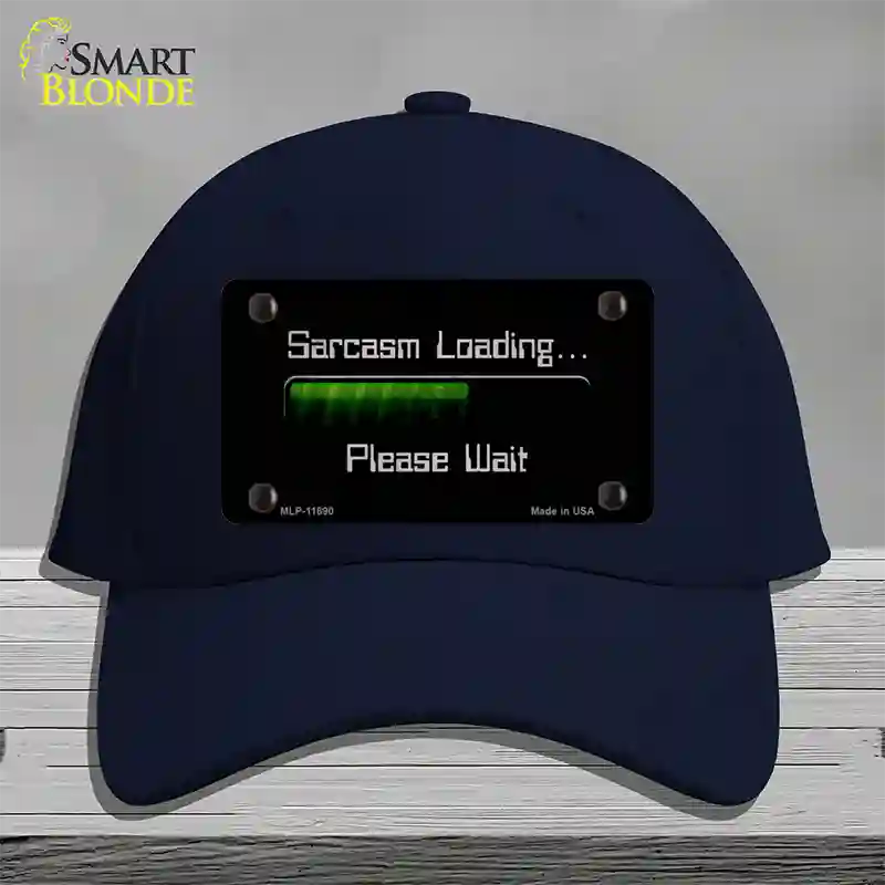 Sarcasm Loading Novelty License Plate Hat Cotton / Navy