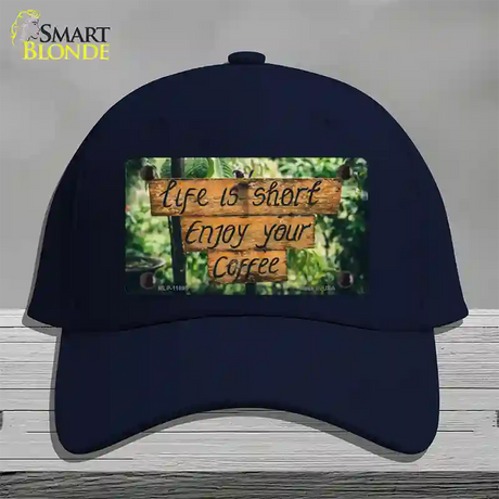 Enjoy Your Coffee Novelty License Plate Hat Cotton / Navy