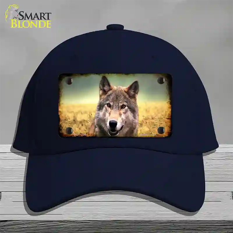 Wolf Novelty License Plate Hat Cotton / Navy