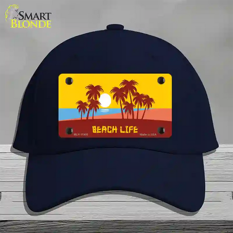 Beach Life Novelty License Plate Hat Cotton / Navy