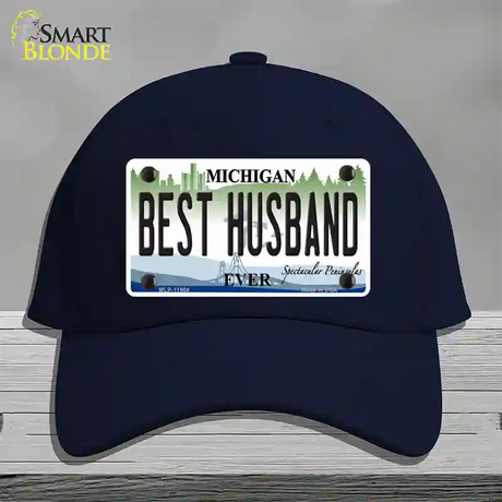 Michigan Best Husband Novelty License Plate Hat Cotton / Navy