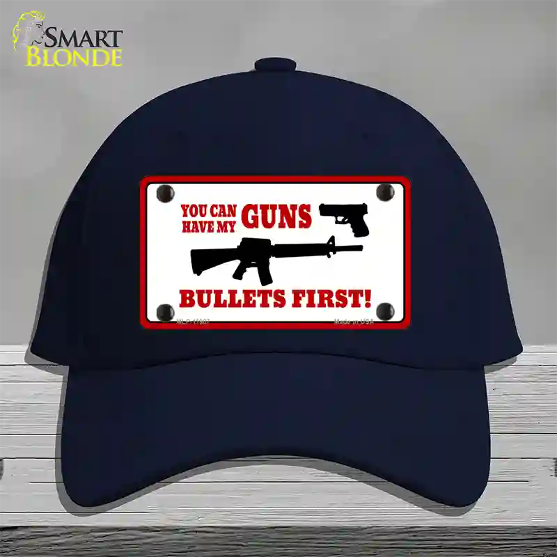 Bullets First Novelty License Plate Hat Cotton / Navy