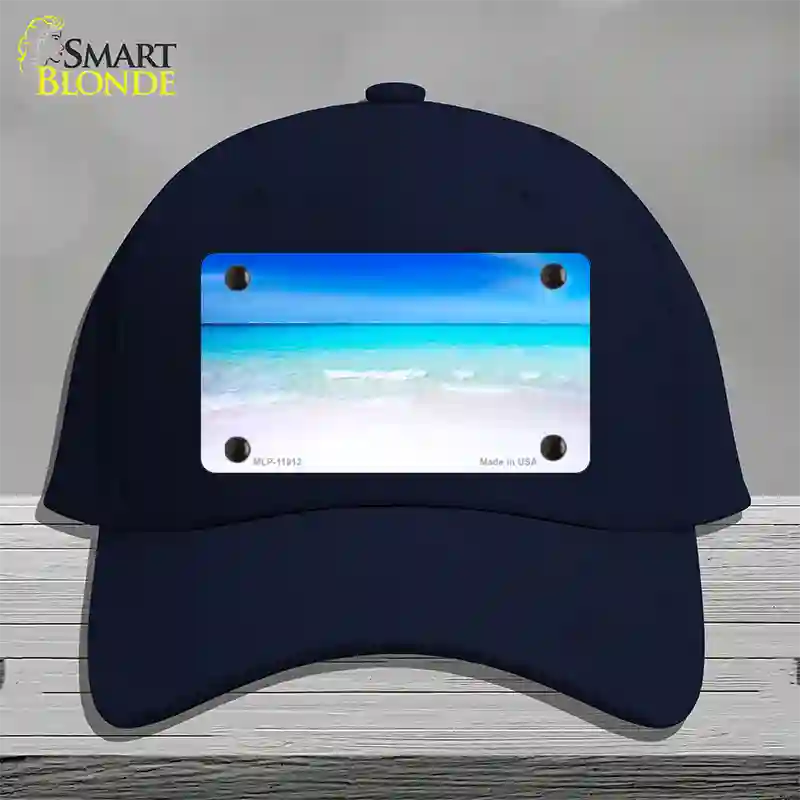 Beach Scene Novelty License Plate Hat Cotton / Navy