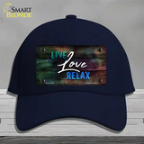 Live Love Relax Novelty License Plate Hat Cotton / Navy