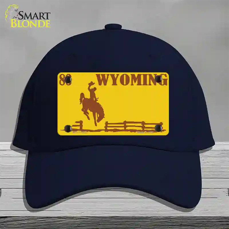 Wyoming Yellow Novelty License Plate Hat Cotton / Navy