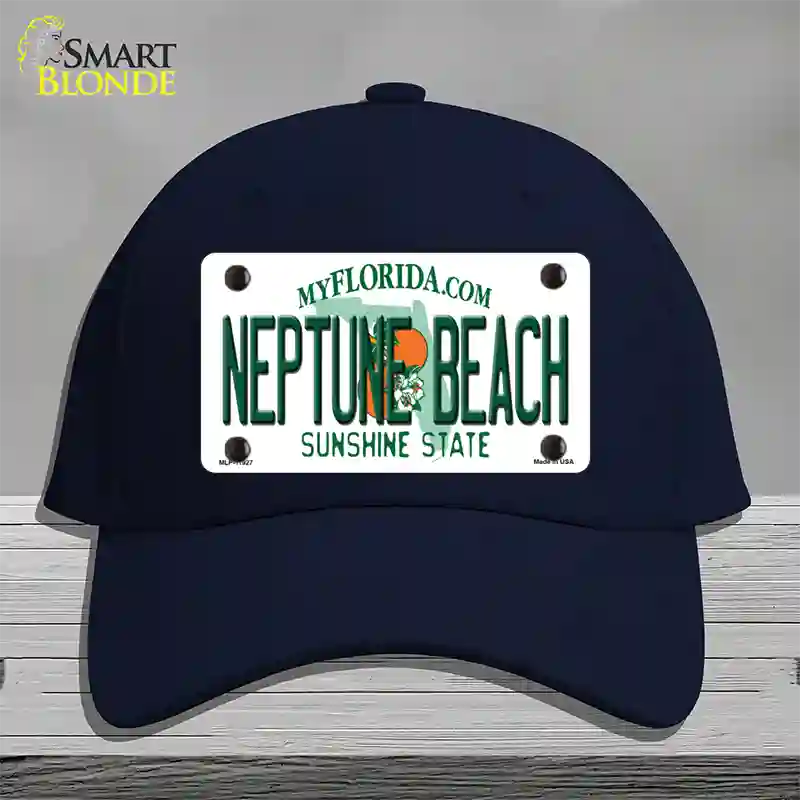 Florida Neptune Beach Novelty License Plate Hat Cotton / Navy