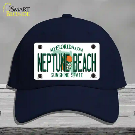 Florida Neptune Beach Novelty License Plate Hat Cotton / Navy