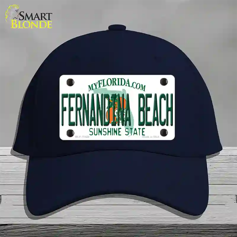 Florida Fernandina Beach Novelty License Plate Hat Cotton / Navy