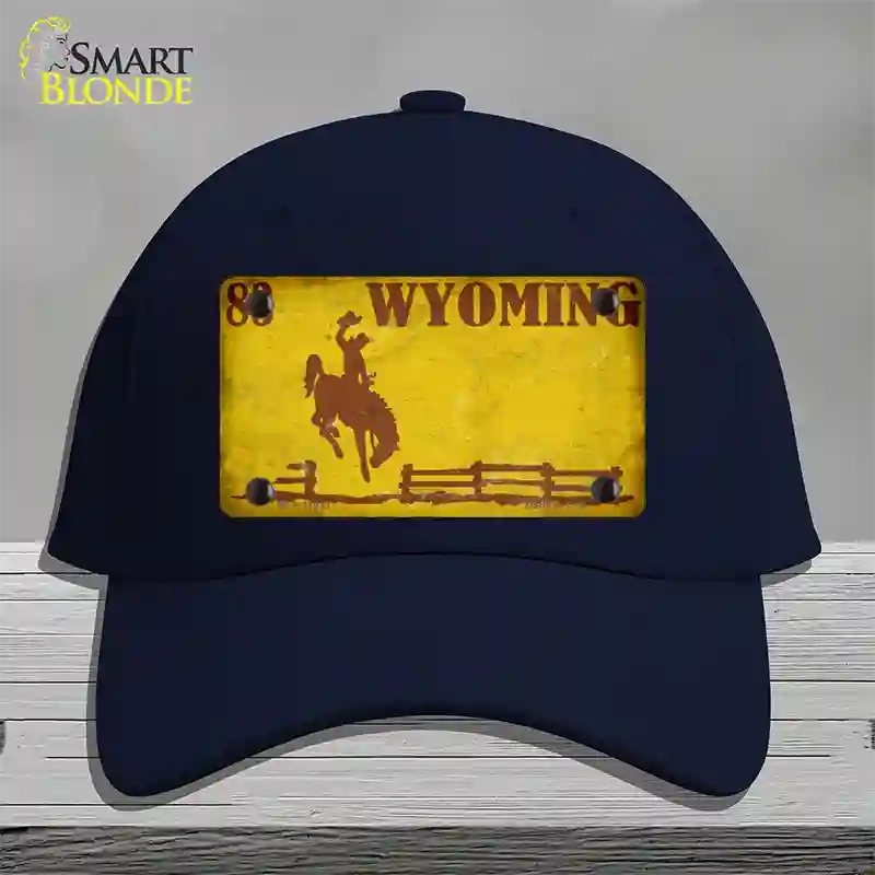 Wyoming Yellow Rusty Novelty License Plate Hat Cotton / Navy