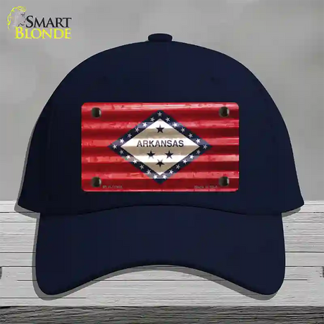 Arkansas Corrugated Flag Novelty License Plate Hat Cotton / Navy