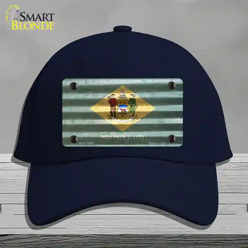 Delaware Corrugated Flag Novelty License Plate Hat Cotton / Navy