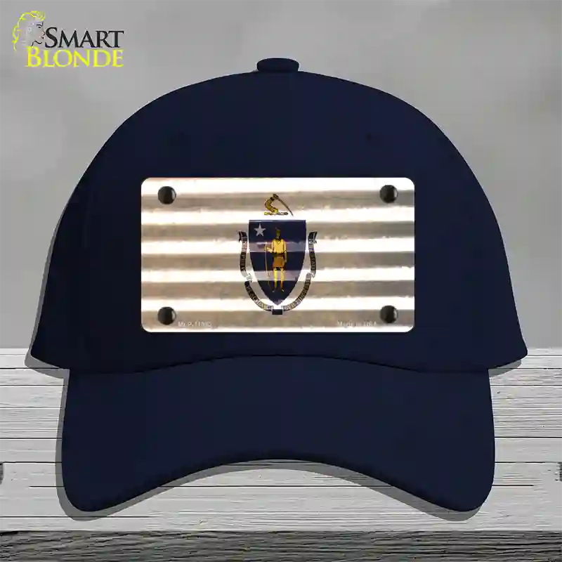 Massachusetts Corrugated Flag Novelty License Plate Hat Cotton / Navy