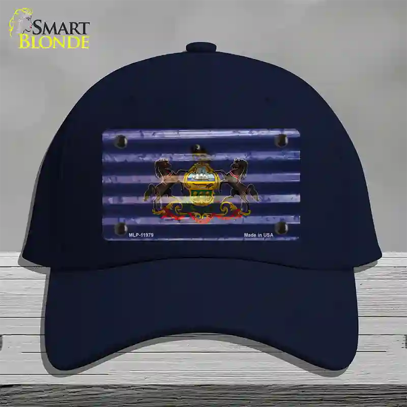 Pennsylvania Corrugated Flag Novelty License Plate Hat Cotton / Navy