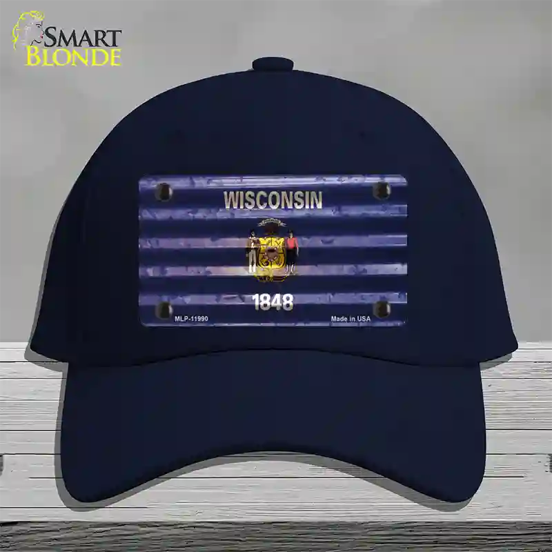 Wisconsin Corrugated Flag Novelty License Plate Hat Cotton / Navy