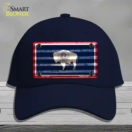 Wyoming Corrugated Flag Novelty License Plate Hat Cotton / Navy