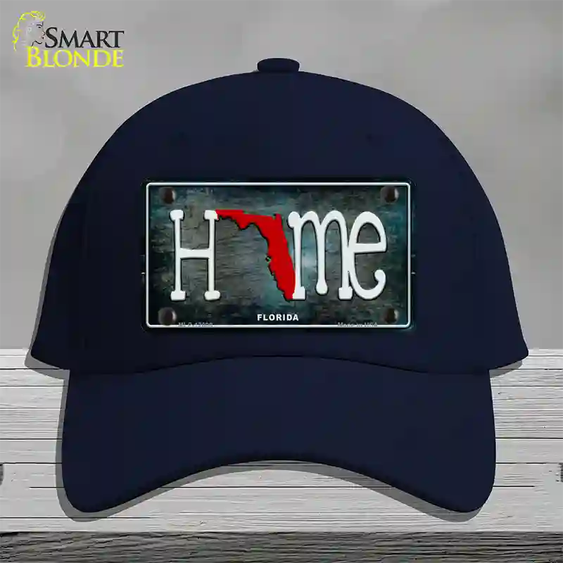 Florida Home State Outline Novelty License Plate Hat Cotton / Navy