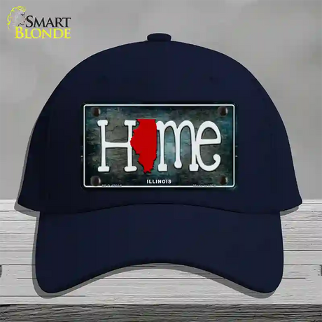 Illinois Home State Outline Novelty License Plate Hat Cotton / Navy