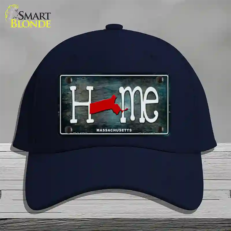 Massachusetts Home State Outline Novelty License Plate Hat Cotton / Navy