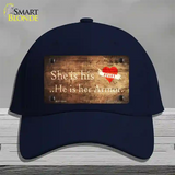 His Heart Her Armor Novelty License Plate Hat Cotton / Navy