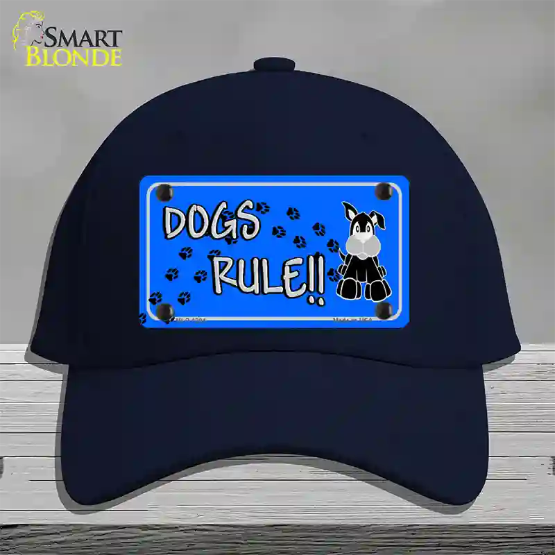 Dogs Rule Novelty License Plate Hat Tag Cotton / Navy