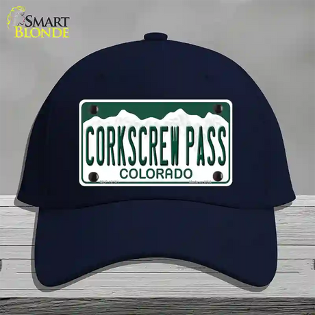 Corkscrew Pass Colorado Novelty License Plate Hat Cotton / Navy