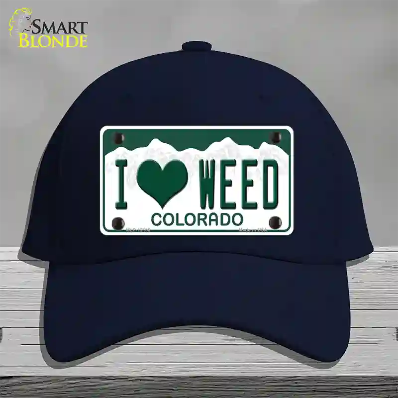 I Love Weed Colorado Novelty License Plate Hat Cotton / Navy