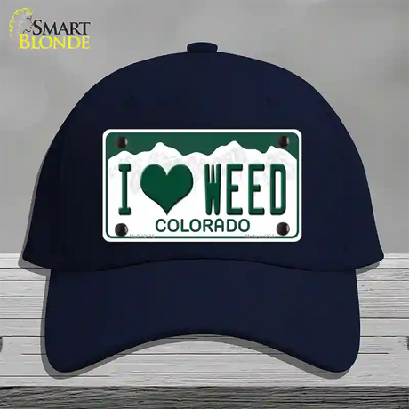 I Love Weed Colorado Novelty License Plate Hat Cotton / Navy