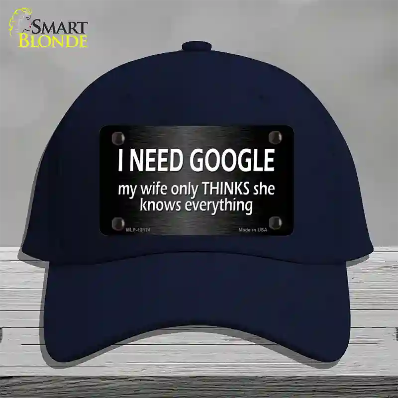 I Need Google Novelty License Plate Hat Cotton / Navy