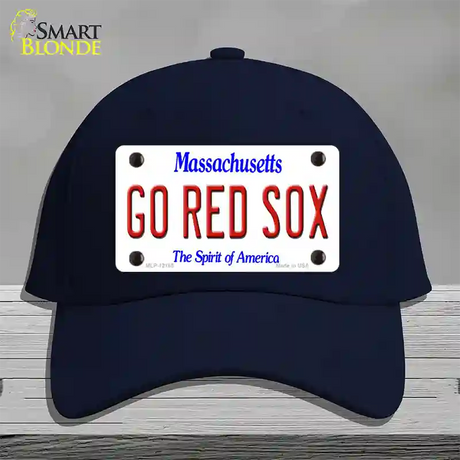 Go Red Sox Massachusetts Novelty License Plate Hat Cotton / Navy