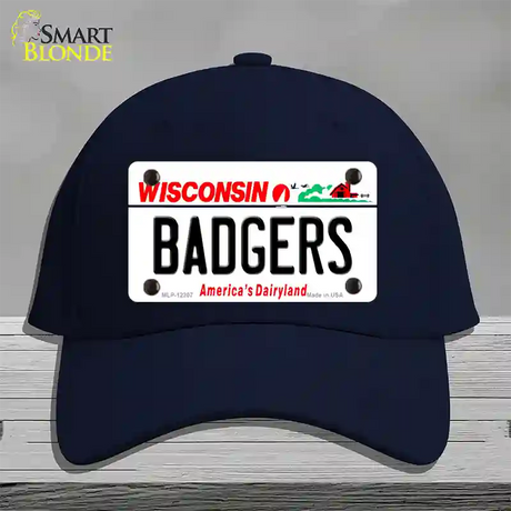 Badgers Wisconsin Novelty License Plate Hat Cotton / Navy