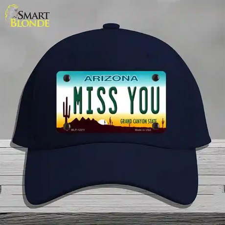 Miss You Arizona Novelty License Plate Hat Cotton / Navy