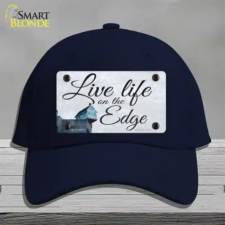 Live Life on the Edge Novelty License Plate Hat Cotton / Navy