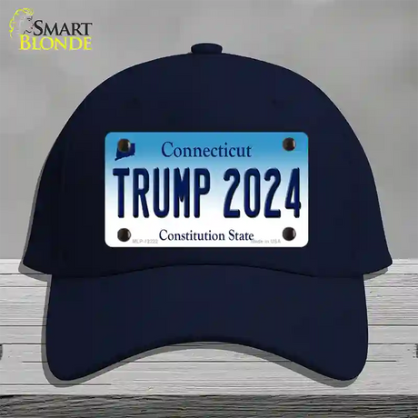 Trump 2024 Connecticut Novelty License Plate Hat Cotton / Navy