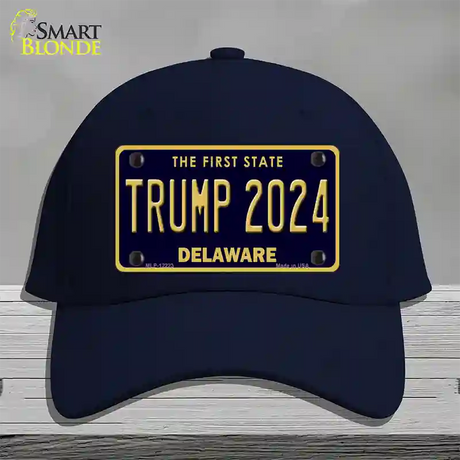 Trump 2024 Delaware Novelty License Plate Hat Cotton / Navy