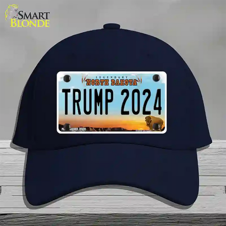 Trump 2024 North Dakota Novelty License Plate Hat Cotton / Navy