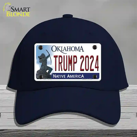 Trump 2024 Oklahoma Novelty License Plate Hat Cotton / Navy