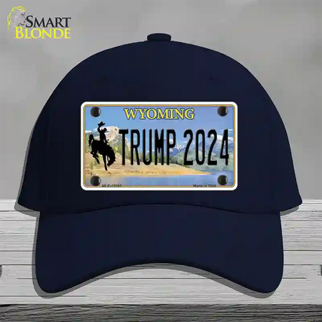 Trump 2024 Wyoming Novelty License Plate Hat Cotton / Navy