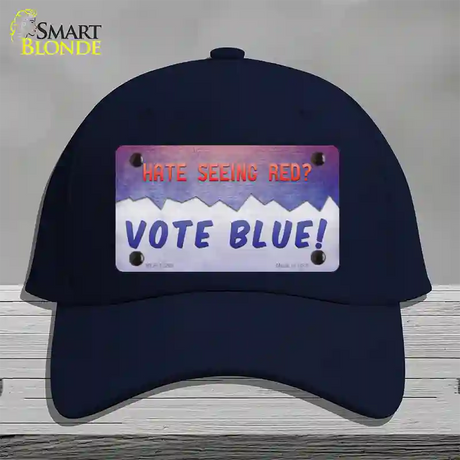 Hate Seeing Red Vote Blue Novelty License Plate Hat Cotton / Navy