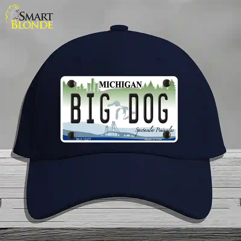 Michigan Big Dog Novelty License Plate Hat Cotton / Navy