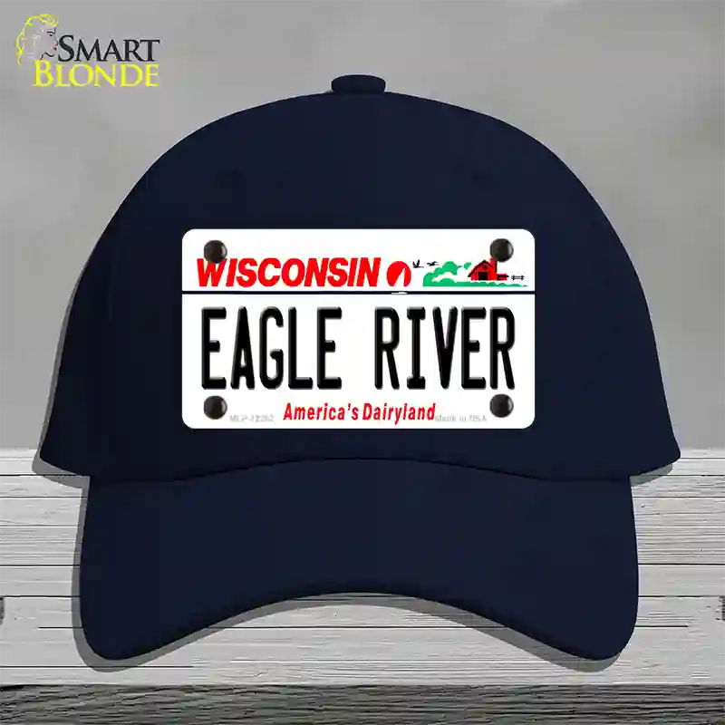 Wisconsin Eagle River Novelty License Plate Hat Cotton / Navy