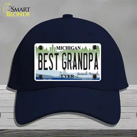 Michigan Best Grandpa Novelty License Plate Hat Cotton / Navy