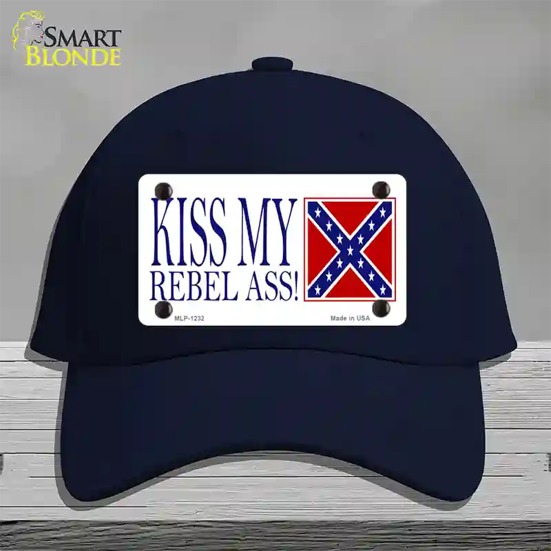 Kiss My Rebel Ass Novelty License Plate Hat Cotton / Navy